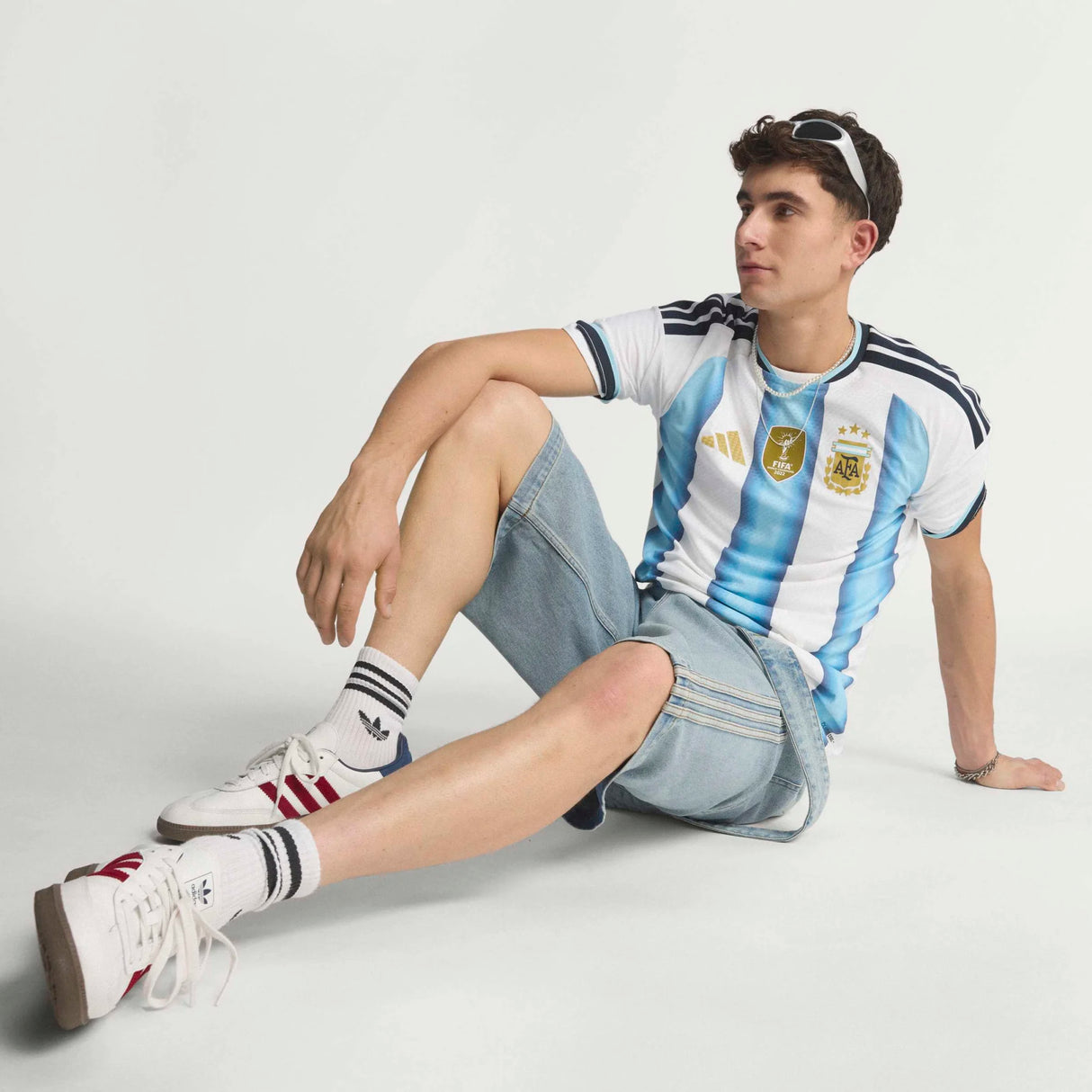 adidas Camiseta de Fútbol Auténtica Argentina de Local para Hombre 26 - Blanco/Azul