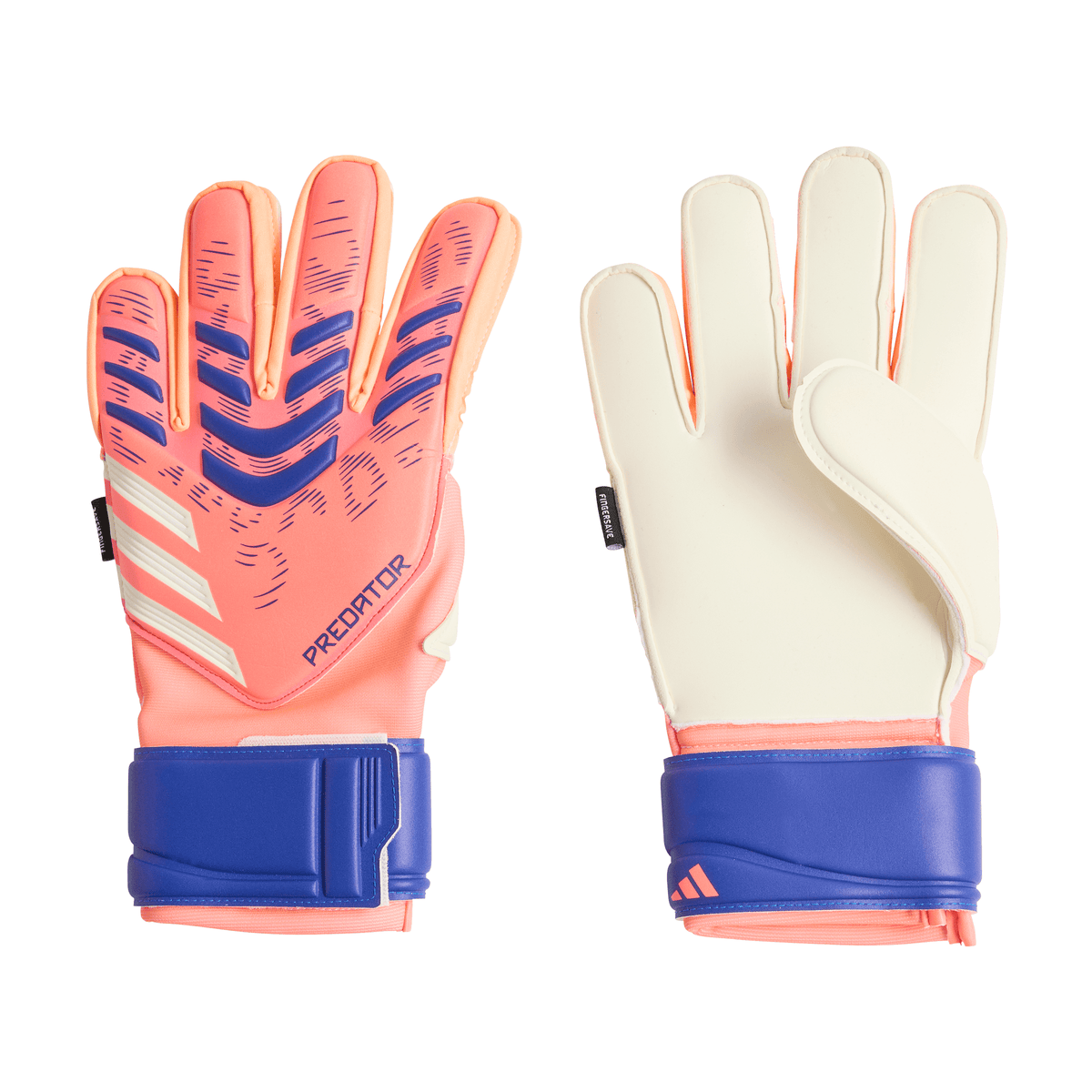 adidas Predator Match Fingersave Goalkeeper Men's Soccer Gloves - Orange/White/Blue
