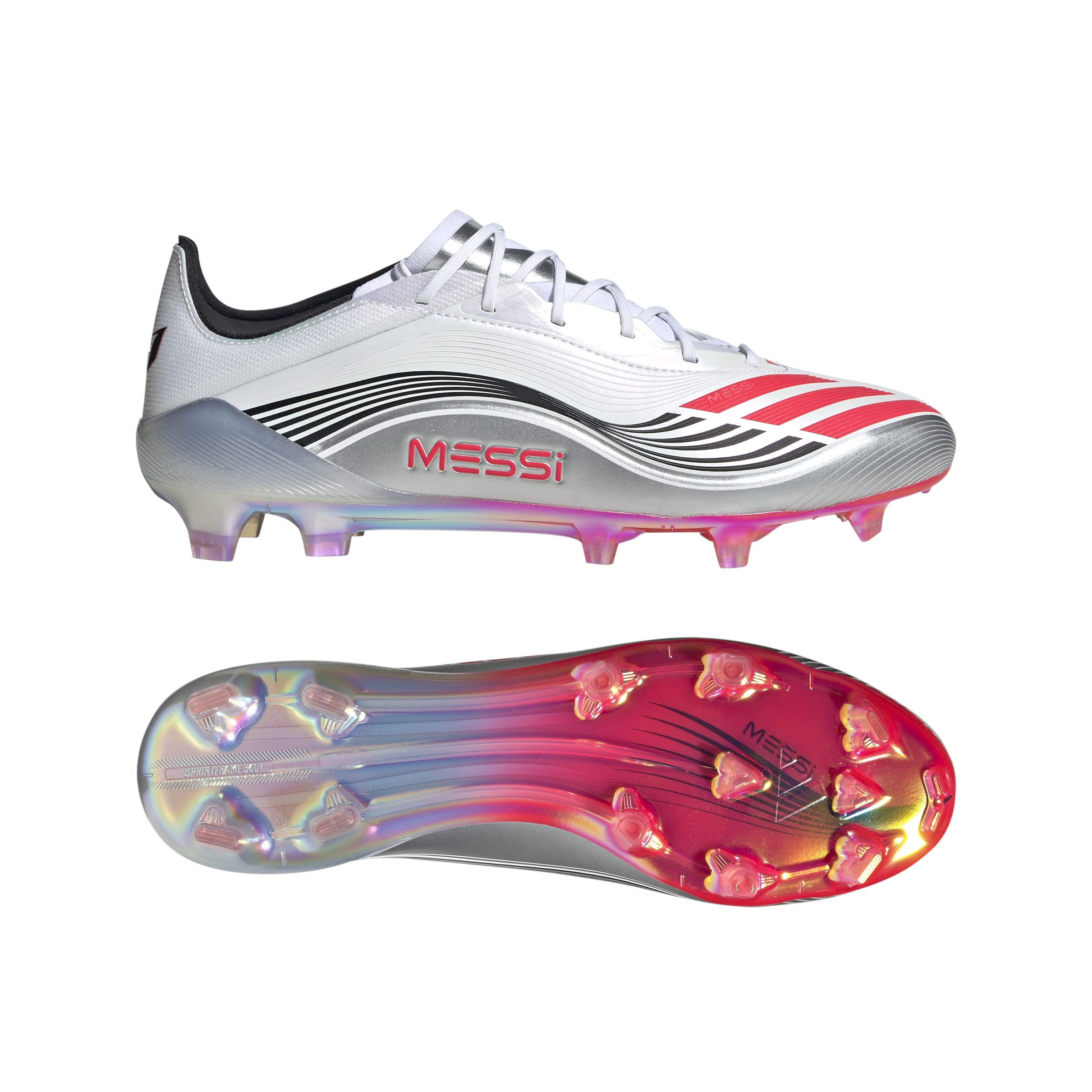 adidas F50 Messi Elite Firm Ground Soccer Cleats- White/Red