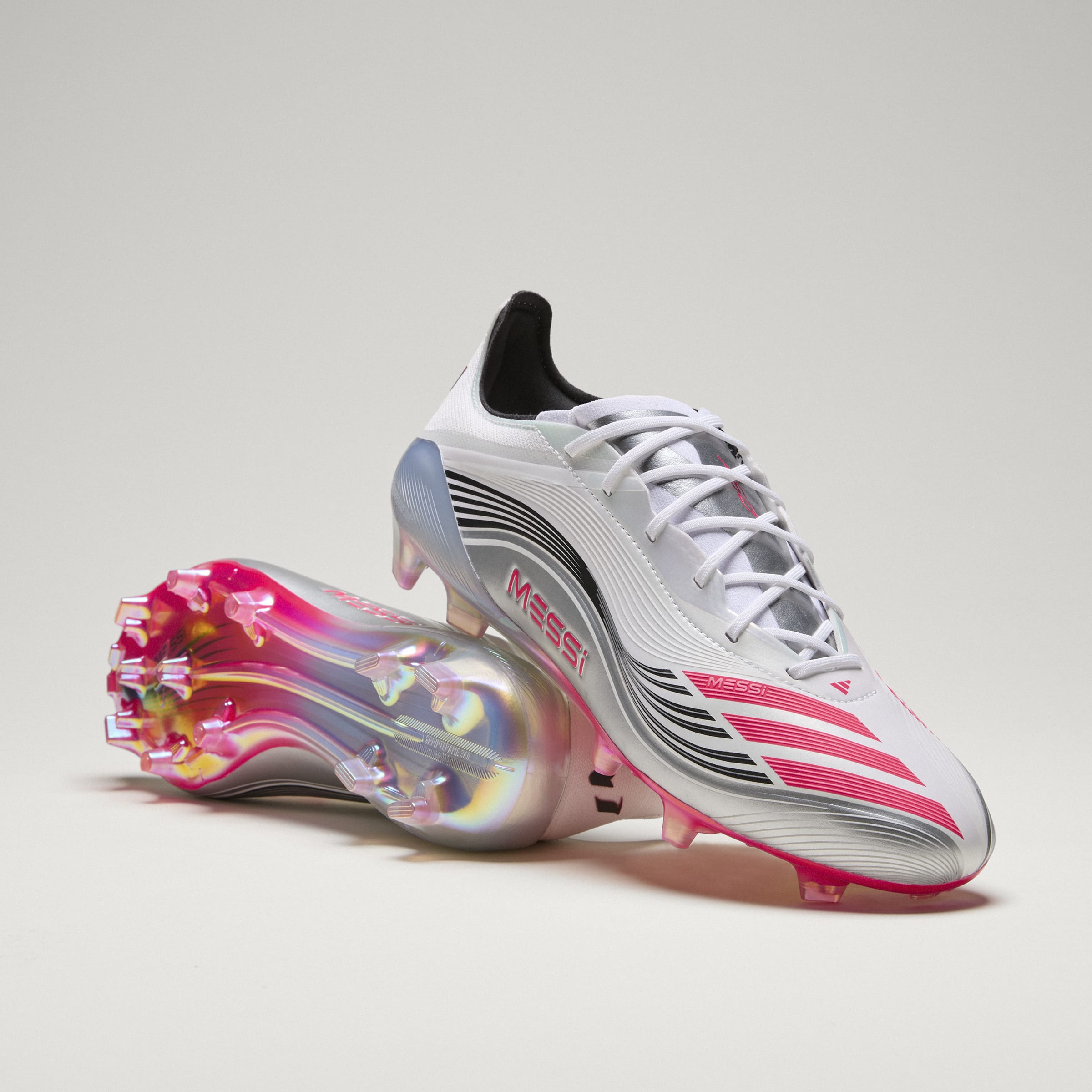 adidas F50 Messi Elite Firm Ground Soccer Cleats- White/Red
