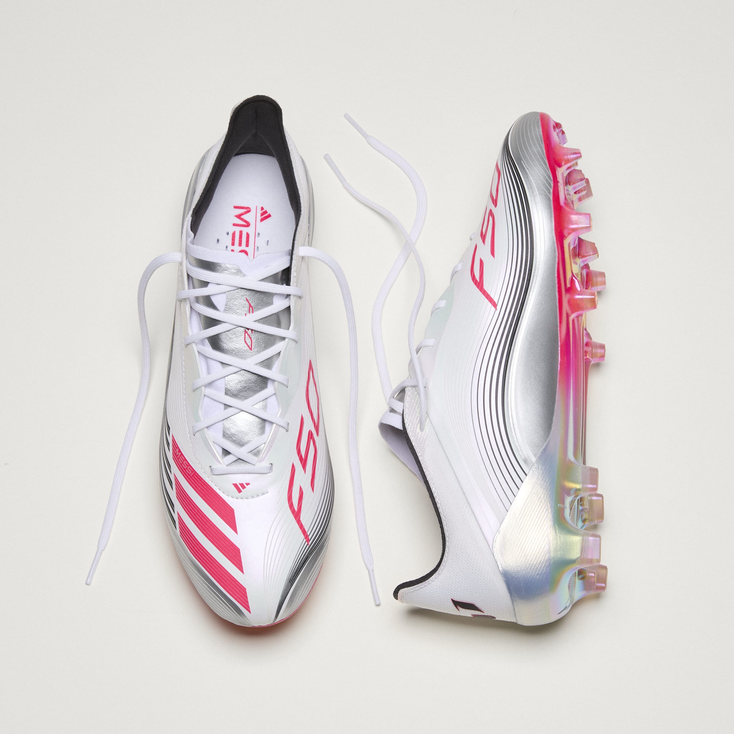 adidas F50 Messi Elite Firm Ground Soccer Cleats- White/Red