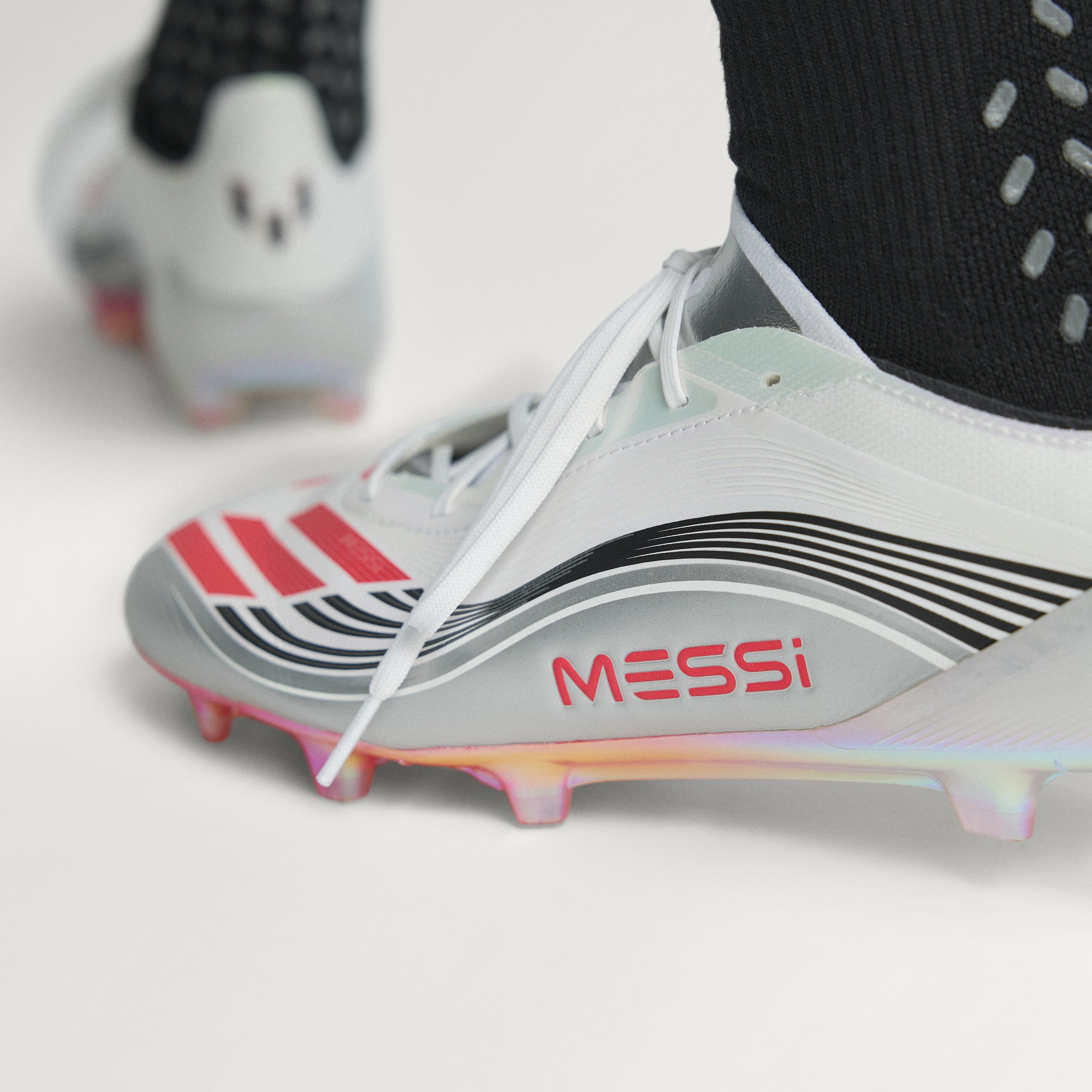 adidas F50 Messi Elite Firm Ground Soccer Cleats- White/Red