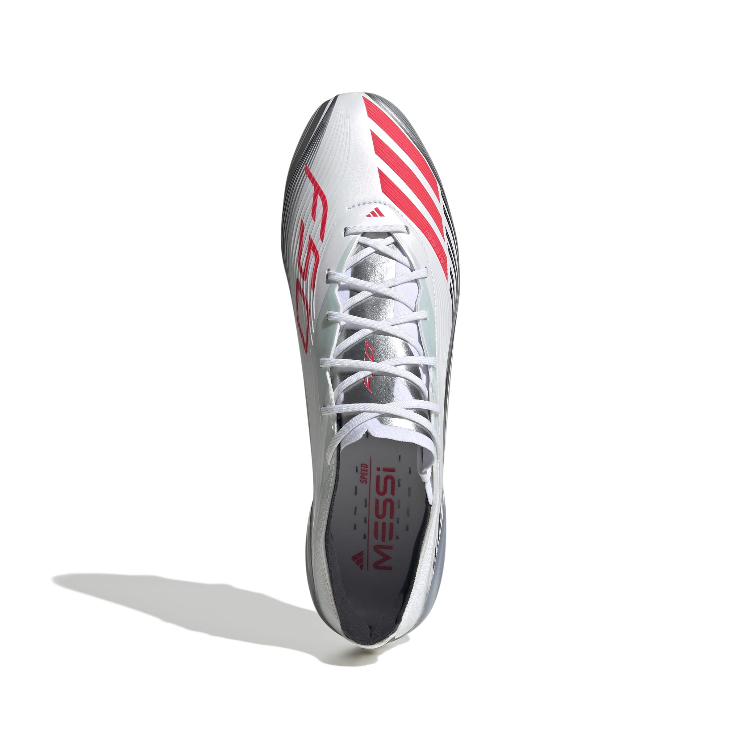 adidas F50 Messi Elite Firm Ground Soccer Cleats- White/Red