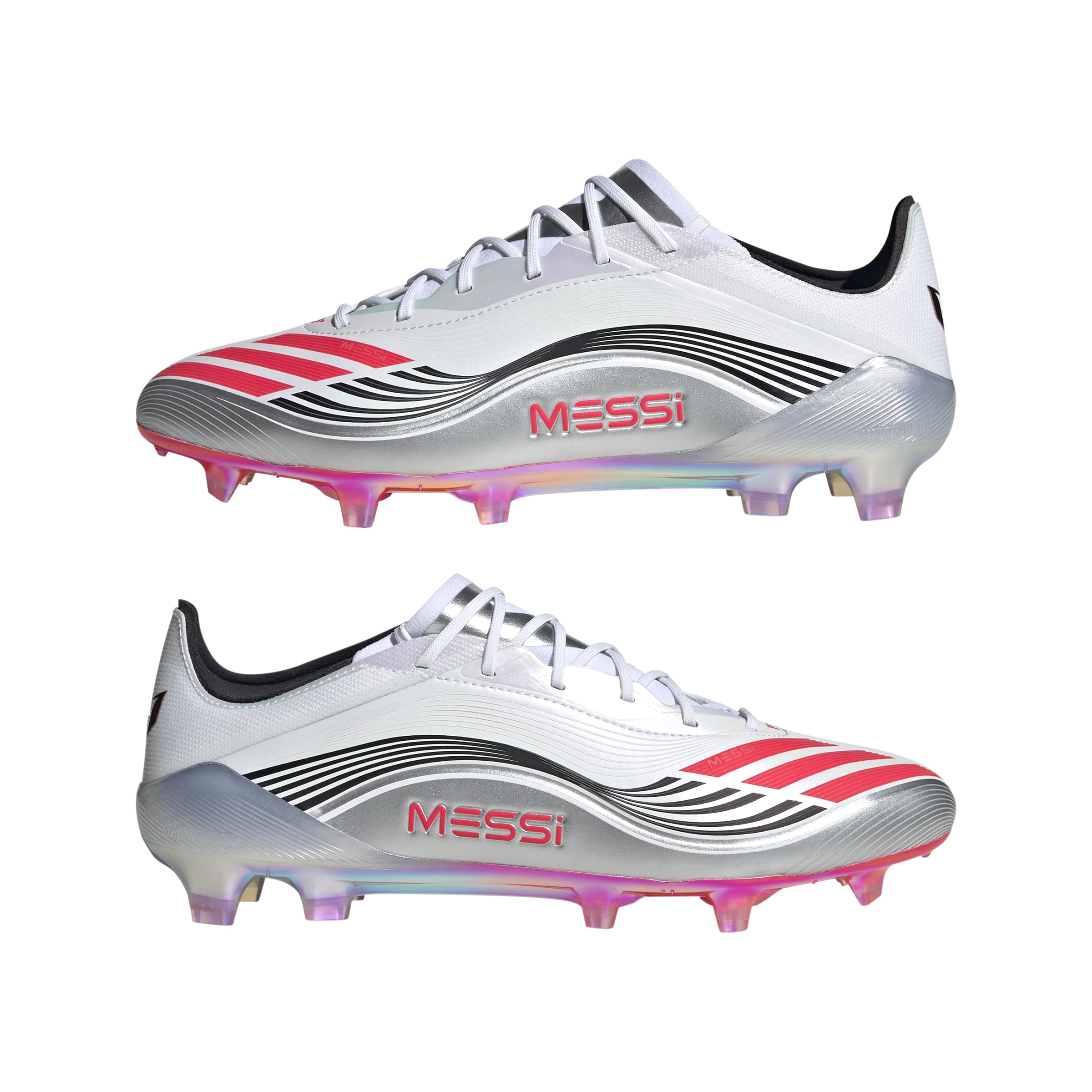 adidas F50 Messi Elite Firm Ground Soccer Cleats- White/Red