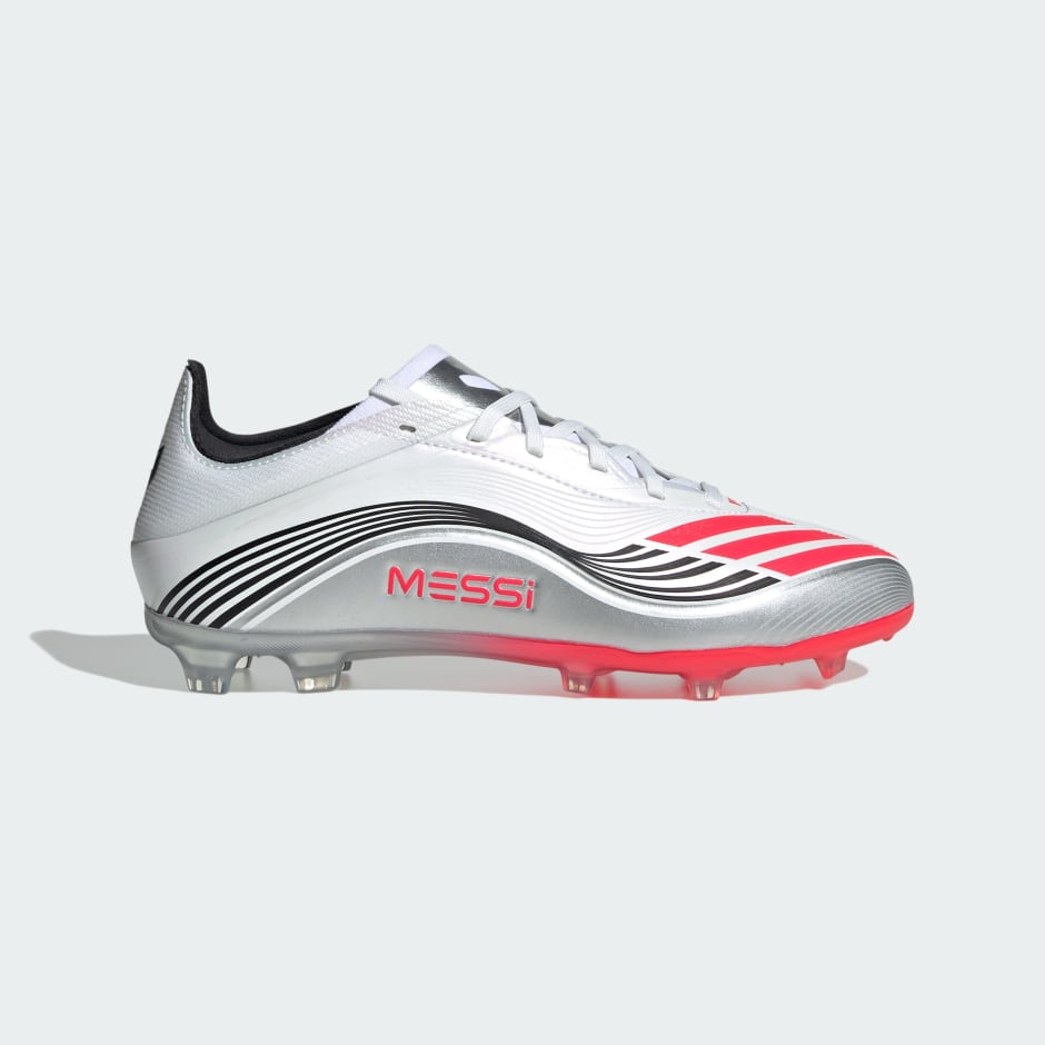 adidas F50 Messi Elite Firm Ground Soccer Cleats Youth -  White/Red/Silver