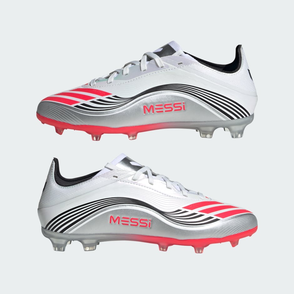 adidas F50 Messi Elite Firm Ground Soccer Cleats Youth -  White/Red/Silver