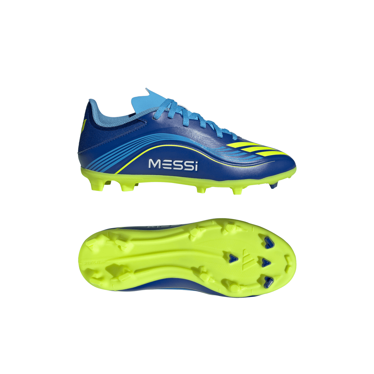 adidas F50 Messi League FG/MG Youth Soccer Cleats - Royal Blue/Yellow/Blue