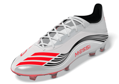 adidas F50 Messi Pro Firm Ground Soccer Cleats - White/Red/Silver