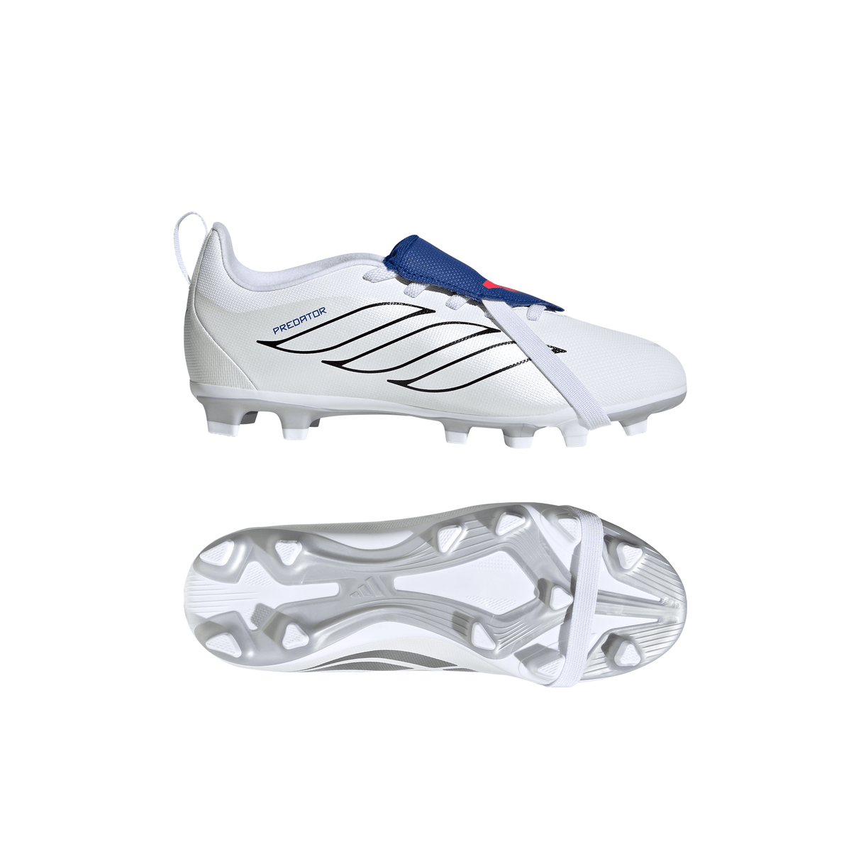 adidas Predator Club Fold-Over Tongue Elastic Laces Firm Ground/Multi Ground Youth Soccer Cleats - White