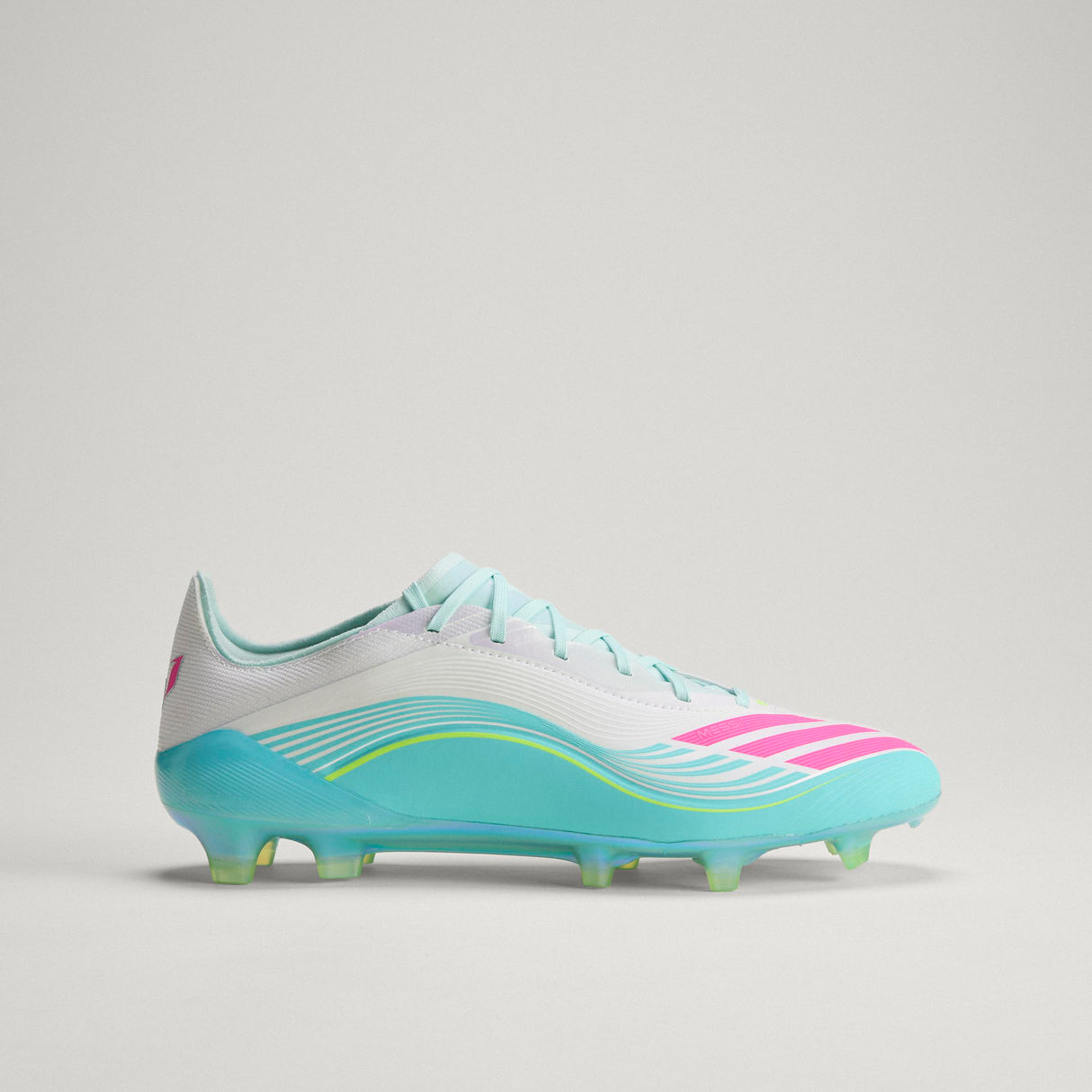 adidas F50 Messi Elite FG Firm Ground Men's Soccer Cleats - White/Pink/Aqua