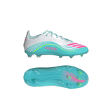 adidas F50 Messi Elite FG Firm Ground Youth Soccer Cleats - White/Pink/Aqua