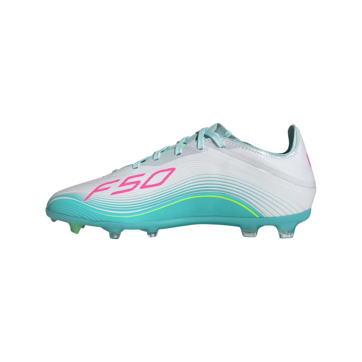 adidas F50 Messi Elite FG Firm Ground Youth Soccer Cleats - White/Pink/Aqua