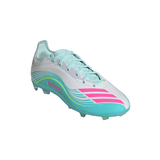 adidas F50 Messi Elite FG Firm Ground Youth Soccer Cleats - White/Pink/Aqua