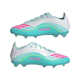 adidas F50 Messi Elite FG Firm Ground Youth Soccer Cleats - White/Pink/Aqua