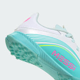 adidas F50 Messi League TF Turf Youth Soccer Cleats - White/Pink/Aqua