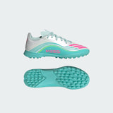 adidas F50 Messi League TF Turf Youth Soccer Cleats - White/Pink/Aqua