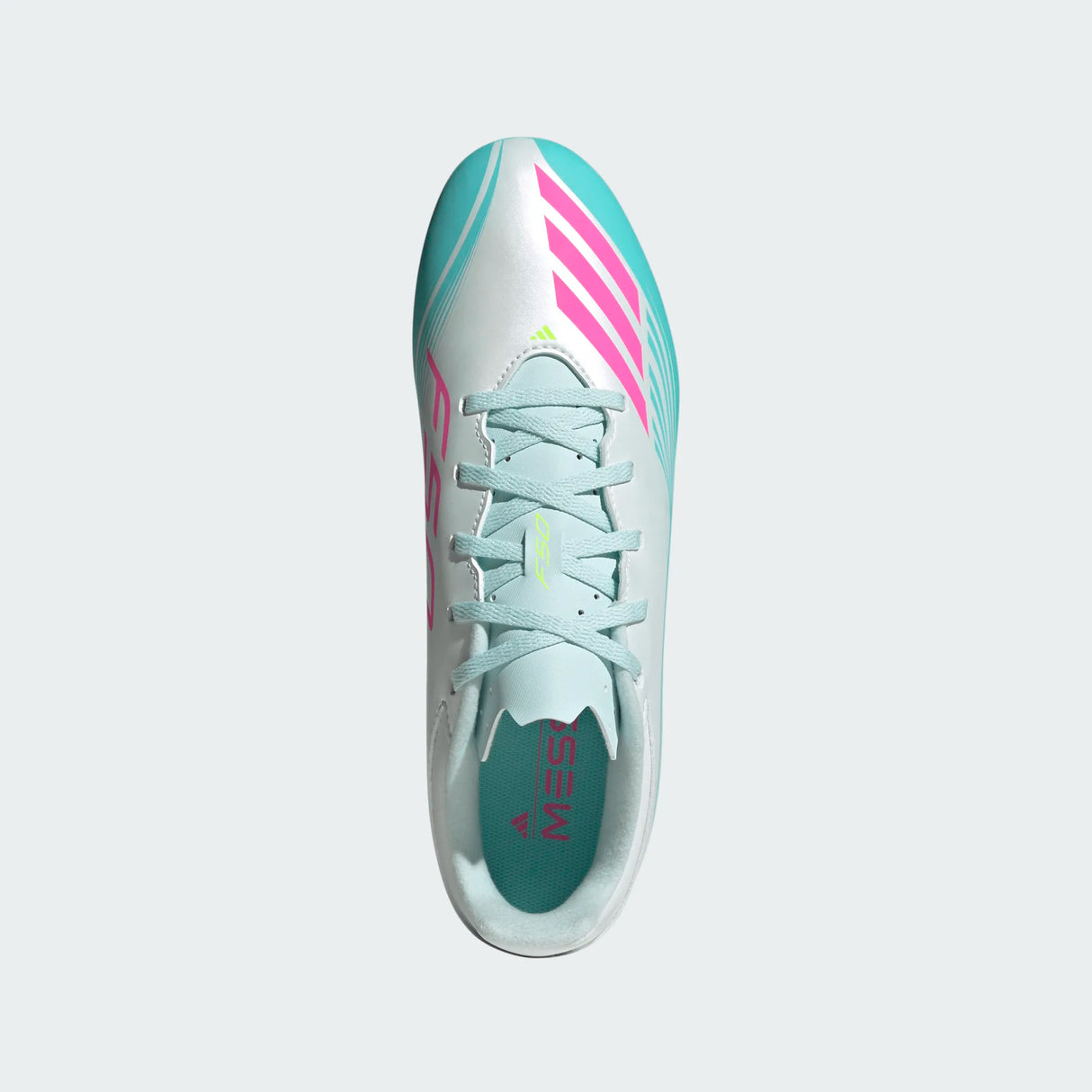 adidas F50 Messi Club FG/MG Firm Ground/Multi Ground Men's Soccer Cleats - White/Pink/Aqua