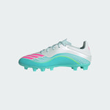 adidas F50 Messi Club FG/MG Firm Ground/Multi Ground Men's Soccer Cleats - White/Pink/Aqua
