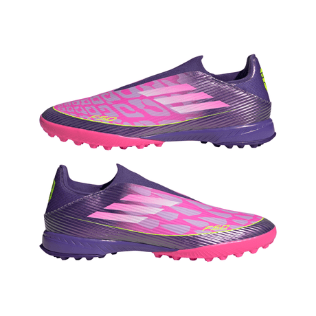 adidas F50 League LY Laceless TF Men's Soccer Cleats - Purple/White/Lemon