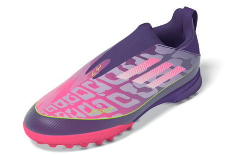 adidas F50 LEAGUE Laceless TF Youth Soccer Cleats - Purple/White/Lemon