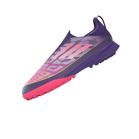 adidas F50 LEAGUE Laceless TF Youth Soccer Cleats - Purple/White/Lemon