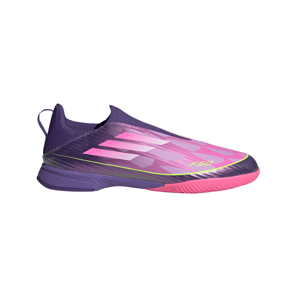 adidas F50 LEAGUE Laceless IN Youth Soccer Shoes - Purple/White/Lemon