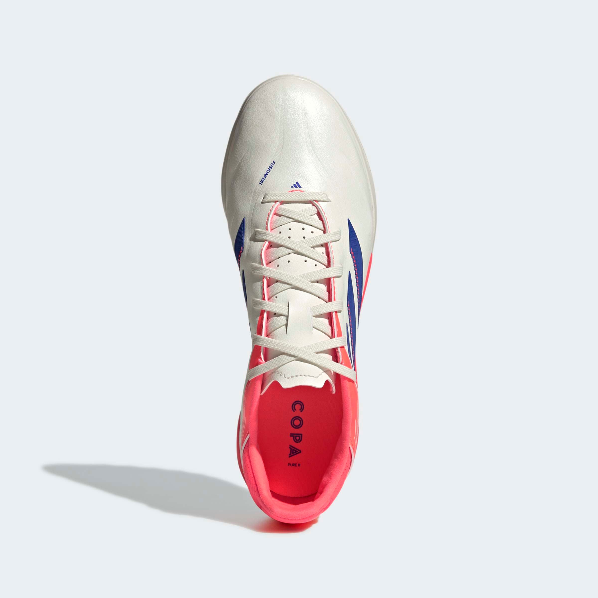 adidas Copa Pure III League TF Men's Soccer Cleats - White/Lucid Blue/Signal Coral