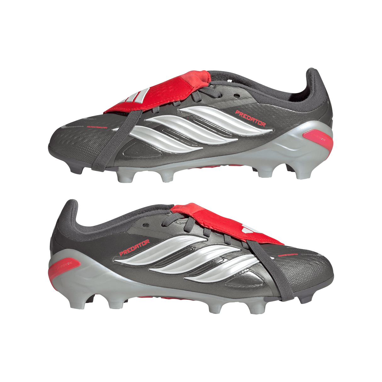 adidas Predator Elite Fold-Over Tongue FG Youth Soccer Cleats - Grey/Red