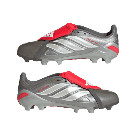 adidas Predator League Fold-Over Tongue FG Youth Soccer Cleats - Grey/Red
