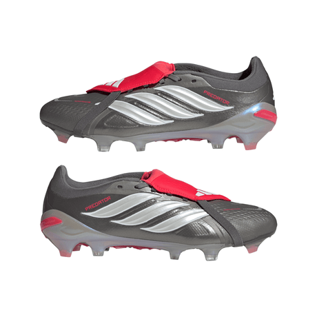 Botas de fútbol para hombre adidas Predator Pro Fold-Over Tongue FG - Gris/Rojo