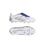 adidas Predator League Fold-Over Tongue FG Firm Ground Youth Soccer Cleats - White/Zero Metallic/Blue