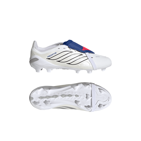 adidas Predator League Fold-Over Tongue FG Firm Ground Youth Soccer Cleats - White/Zero Metallic/Blue