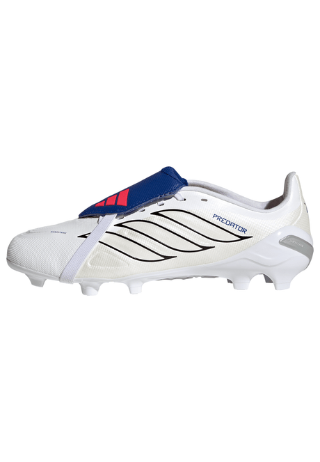 adidas Predator League Fold-Over Tongue FG Firm Ground Youth Soccer Cleats - White/Zero Metallic/Blue