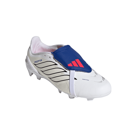 adidas Predator League Fold-Over Tongue FG Firm Ground Youth Soccer Cleats - White/Zero Metallic/Blue