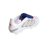 adidas Predator League Fold-Over Tongue FG Firm Ground Youth Soccer Cleats - White/Zero Metallic/Blue