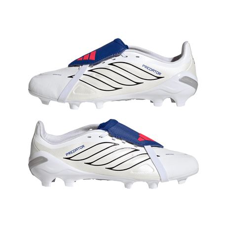 adidas Predator League Fold-Over Tongue FG Firm Ground Youth Soccer Cleats - White/Zero Metallic/Blue