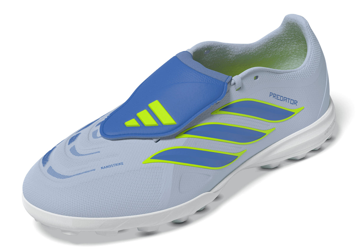 Botines de fútbol adidas Predator League TF Turf de hombre con lengüeta plegable - Cielo/Azul/Amarillo