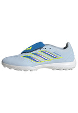Botines de fútbol adidas Predator League TF Turf de hombre con lengüeta plegable - Cielo/Azul/Amarillo