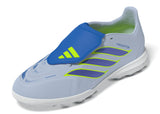 Tacos de fútbol juvenil adidas Predator League Fold-Over Tongue TF para césped artificial - Celeste/Azul/Amarillo
