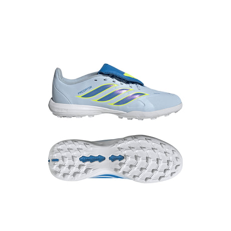 adidas Predator League Fold-Over Tongue TF Turf Youth Soccer Cleats -Sky/Blue/Yellow