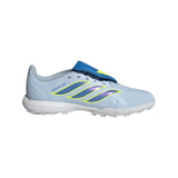 Tacos de fútbol juvenil adidas Predator League Fold-Over Tongue TF para césped artificial - Celeste/Azul/Amarillo