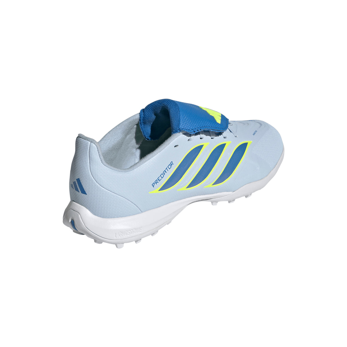 Tacos de fútbol juvenil adidas Predator League Fold-Over Tongue TF para césped artificial - Celeste/Azul/Amarillo