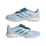 Tacos de fútbol juvenil adidas Predator League Fold-Over Tongue TF para césped artificial - Celeste/Azul/Amarillo