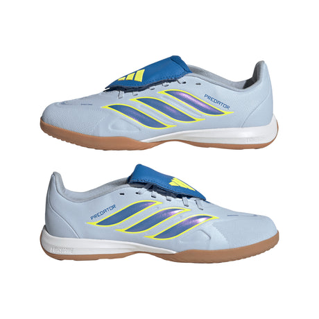 adidas Predator League Fold-Over Tongue IN Indoor Youth Soccer Shoes - Sky/Blue/Yellow