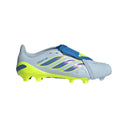 Tacos de fútbol juvenil adidas Predator League Fold-Over Tongue FG para terreno firme - Celeste/Azul/Amarillo