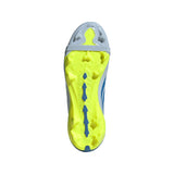 Tacos de fútbol juvenil adidas Predator League Fold-Over Tongue FG para terreno firme - Celeste/Azul/Amarillo
