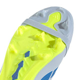 Tacos de fútbol juvenil adidas Predator League Fold-Over Tongue FG para terreno firme - Celeste/Azul/Amarillo