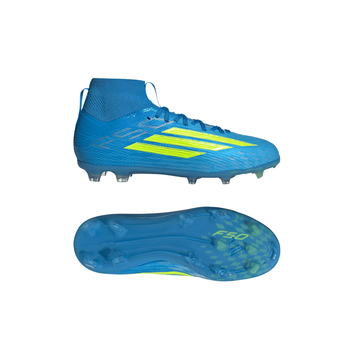 adidas F50 Elite Mid Cut FG Firm Ground Youth Soccer Cleats - Blue/Yellow/Aqua