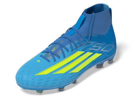 adidas F50 Elite Mid Cut FG Firm Ground Youth Soccer Cleats - Blue/Yellow/Aqua