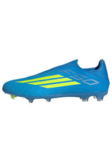 Tacos de fútbol adidas F50 League sin cordones FG/MG para terreno firme/múltiple para hombre - Azul/Amarillo/Aqua